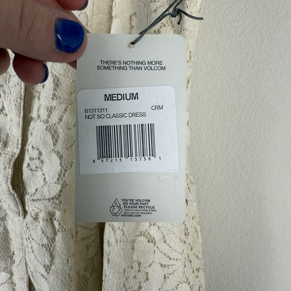 Volcom Women's Lace Dress size M/12 Cream Mini Floral Not So Classic NWT - Picture 8 of 12